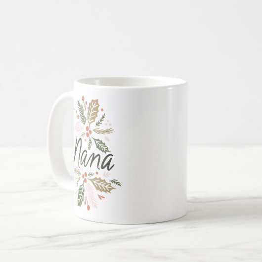 Mug Nana Bright Holly Noël noir Script (Devant gauche)