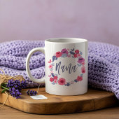 Mug Nana Brush Script Floral Papillon rose Wreath