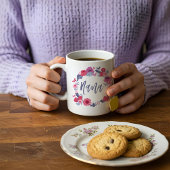 Mug Nana Brush Script Floral Papillon rose Wreath