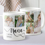 Mug Nana Calligraphy I Love You 6 Photo<br><div class="desc">Un cadeau pour votre nana. Cette tasse de photo est écrit avec "nana" en calligraphie tourbillonnant et vous pouvez personnaliser avec votre nom et message, comme je vous aime. Le modèle photo est configuré pour ajouter 6 de vos photos préférées qui sont affichées en format carré et vertical. Si vous...</div>