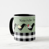 Mug Nana Rule's the Roost Rooster Black White Name (Devant gauche)