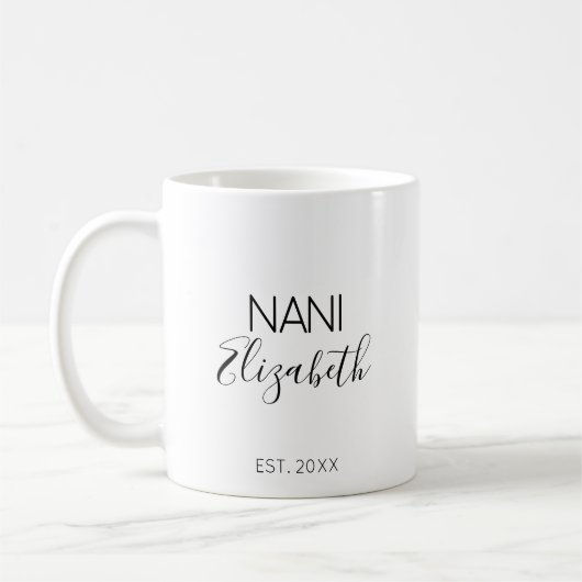 Mug Nani Grand-mère Annonce de grossesse avec un nom p (Gauche)