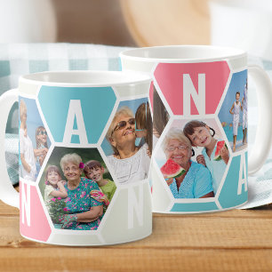 Mug Nanna 5 Photo Modifiable en Nid d'Abeille 5 Lettre