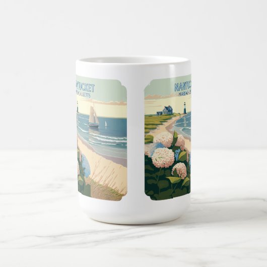 Mug Nantucket Beach Hydrangeas Lighthouse Rétro (Centre)