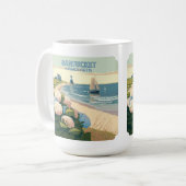 Mug Nantucket Beach Hydrangeas Lighthouse Rétro (Devant gauche)