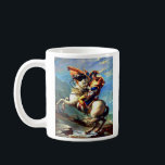 Mug Napoleon Bonaparte<br><div class="desc">Reproduction d'une peinture à l'huile originale à partir de 1801 par l'artiste Jacques-Louis David (1748-1825). Col franchissant premier de Le Consul du Grand-Saint-Bernard d'Au d'Alpes de les.</div>