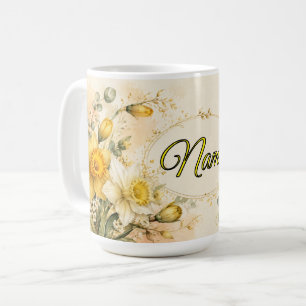 Mug Narcisse personnalisé, fleur de naissance de mars