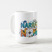 Mug Narrative Nomad – Graphisme de récits vagabonds  (Devant gauche)