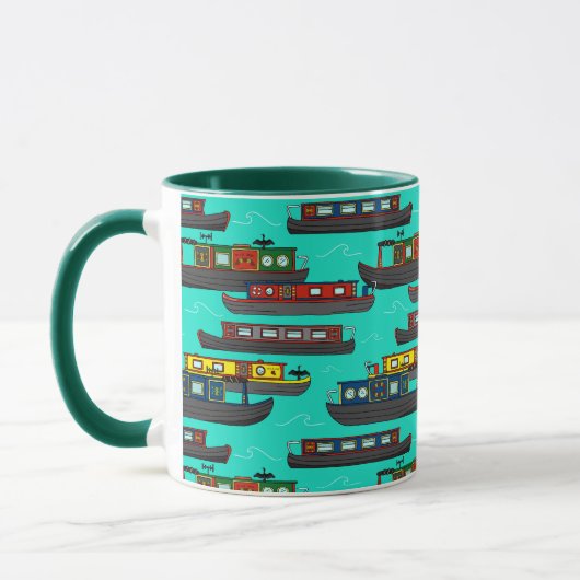 Mug Narrowboats and Canal Barges Patterned (Gauche)