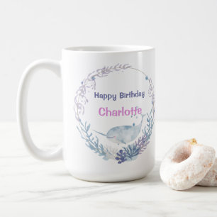 Mug Narval fantaisiste à l'aquarelle Licorne de poisso