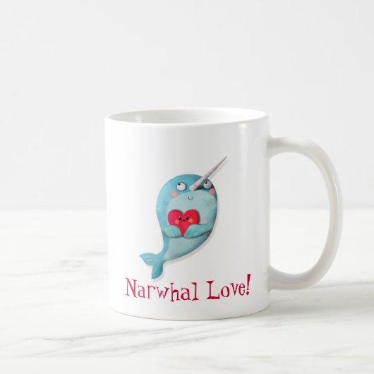 Mug Narwhal mignon avec le coeur (Droite)