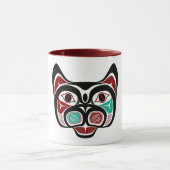 Mug Native American Red Black Green Haida Art Kitty (Centre)