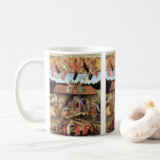 Mug Nativité de Noël, Naissance du Christ par Botticel (Avec donut)