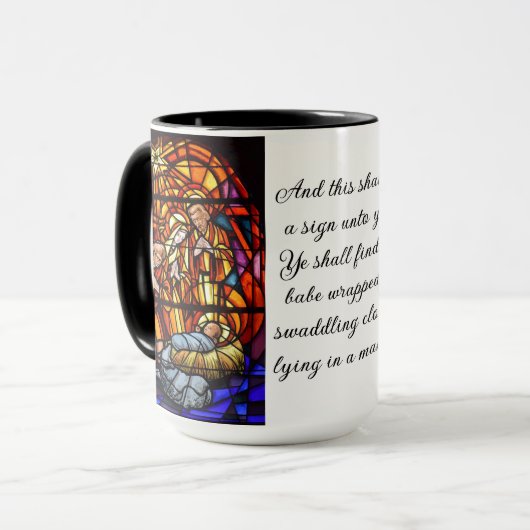 Mug Nativité Vitrail Image Cadeau de Noël (Devant gauche)