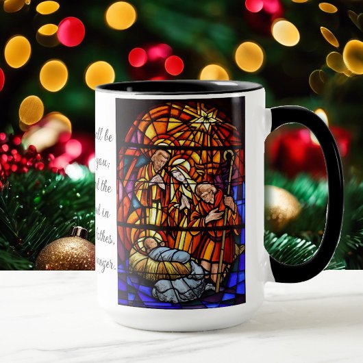 Mug Nativité Vitrail Image Cadeau de Noël