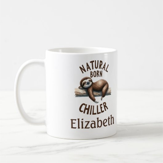 Mug "Natural Born Chiller" Jote Sloth & Custom Name (Gauche)