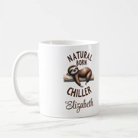 Mug "Natural Born Chiller" Jote Sloth & Script Nom (Gauche)