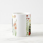 Mug Nature botanique – Chat noir dans un jardin de fle (Centre)