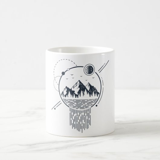 Mug Nature géométrique moderne Montagnes Cascade Boho (Centre)