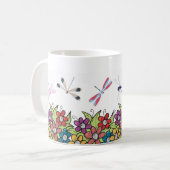 Mug Nature Jardin libellule et pot de fleurs Floral (Devant gauche)