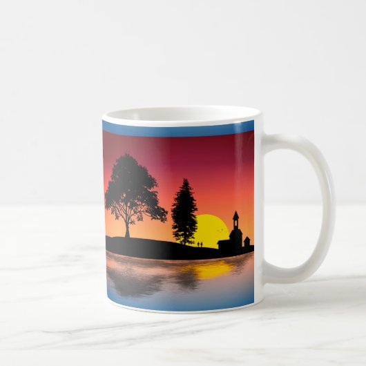 Mug Nature Lake Trees Couple Silhouette Artwork (Droite)