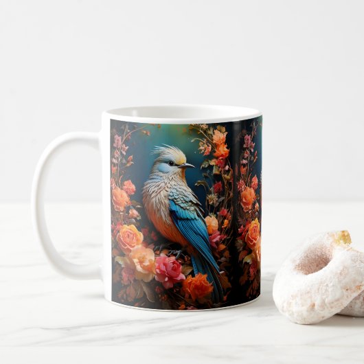 Mug Nature lunaire Oiseau bleu (Avec donut)