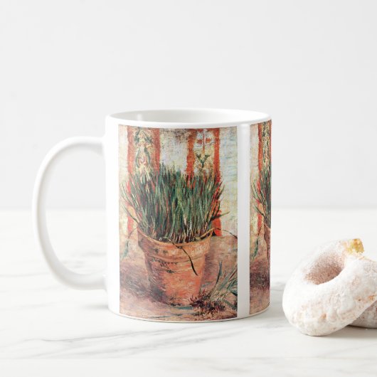Mug Nature morte Pot de fleurs avec ciboulette par Vin (Avec donut)