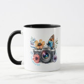 Mug Nature Photographer Floral Butterfly Black Handle (Gauche)
