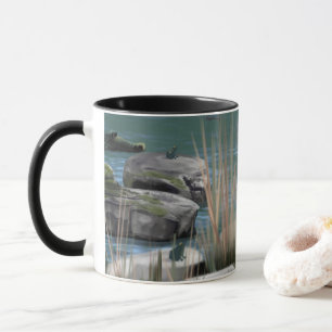 Mug Nature scène avec crocs, rochers et grenouille