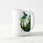 Mug Nature's Symphony Vibrant Green Landscape wth Bird (Devant droit)