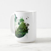 Mug Nature's Symphony Vibrant Green Landscape wth Bird (Devant gauche)