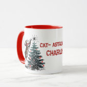 Mug Naughty Chat Jumps Noël Arbre cadeau personnalisé (Devant gauche)