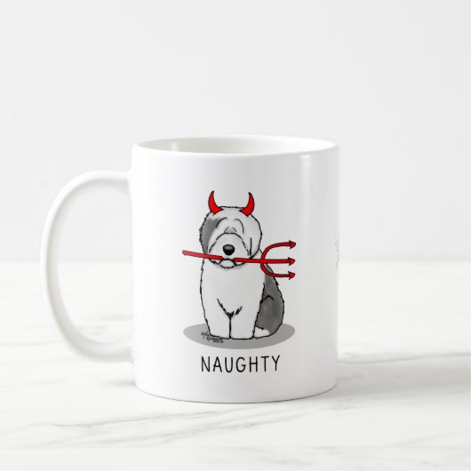 Mug Naughty Devil Old English Sheepdog (Gris 1) (Gauche)