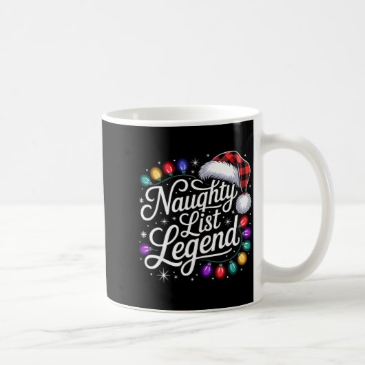 Mug Naughty List Legend Xmas Lights Buffalo Plaid Red  (Droite)