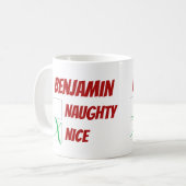 Mug Naughty ou Nice Noël Personnalisé (Devant gauche)