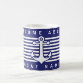 Mug Nautical Anchor Design Navy Blue and White Stripe (Centre)
