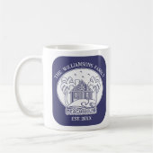 Mug Nautical Beach House Nom de famille Bleu et blanc (Gauche)
