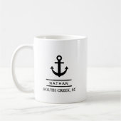 Mug Nautical Black Custom Boat Name (Gauche)