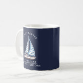 Mug Nautical Lake Life Marine Bleu et blanc Bateau (Devant gauche)