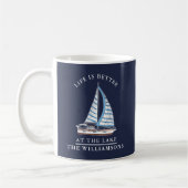 Mug Nautical Lake Life Marine Bleu et blanc Bateau (Gauche)