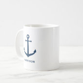 Mug Nautical Navy Blue Custom Name Ancre de bateau (Devant gauche)