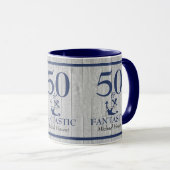 Mug Nautique Anniversaire 50 et Fantastic Marine Blue  (Devant droit)