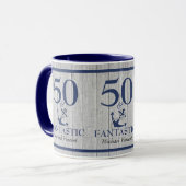 Mug Nautique Anniversaire 50 et Fantastic Marine Blue  (Devant gauche)