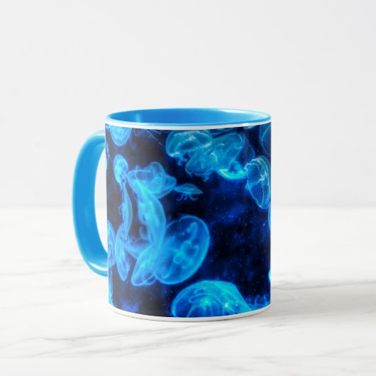 Mug Nautique Blue Jellyfish Marine Life (Devant gauche)