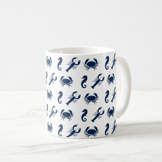 Mug Nautique Sea Animaux motifs homard crabe hippocamp (Devant droit)