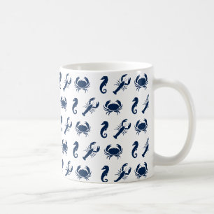 Mug Nautique Sea Animaux motifs homard crabe hippocamp