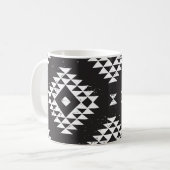 Mug Navajo Géométrique : Tribal Blanc Noir. (Devant gauche)