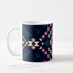 Mug Navajo tribal foncé, géométrique vintage.