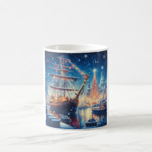 Mug Navire à quai Noël/hiver