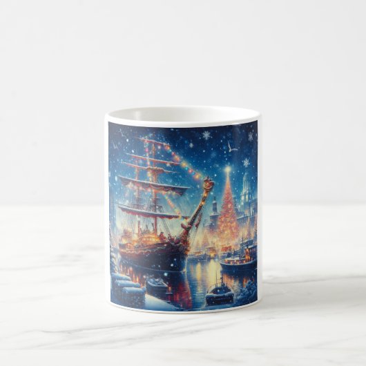 Mug Navire à quai Noël/hiver (Centre)
